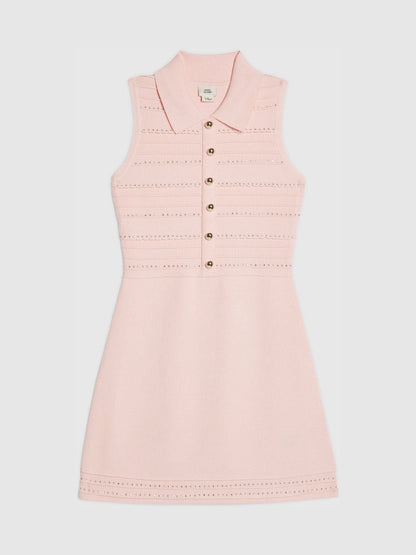 River Island Pink Diamonte Knitted Dress image 1