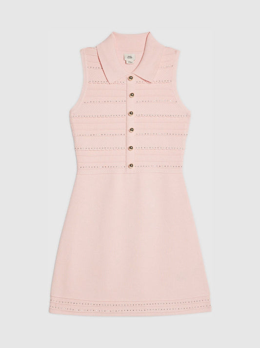 River Island Pink Diamonte Knitted Dress image 1