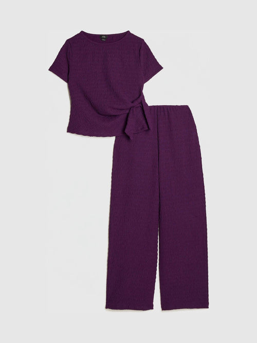 Dsiney Kidz - River Island Purple Knot T-Shirt & Wide Leg Trousers Set image 1