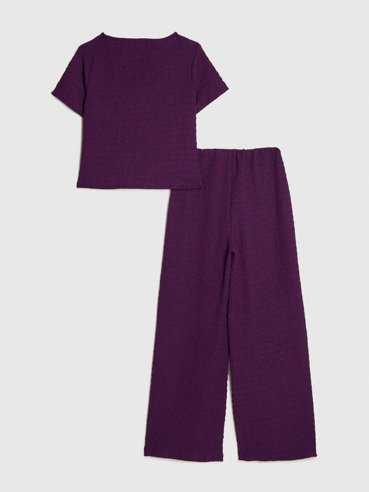 Dsiney Kidz - River Island Purple Knot T-Shirt & Wide Leg Trousers Set image 2