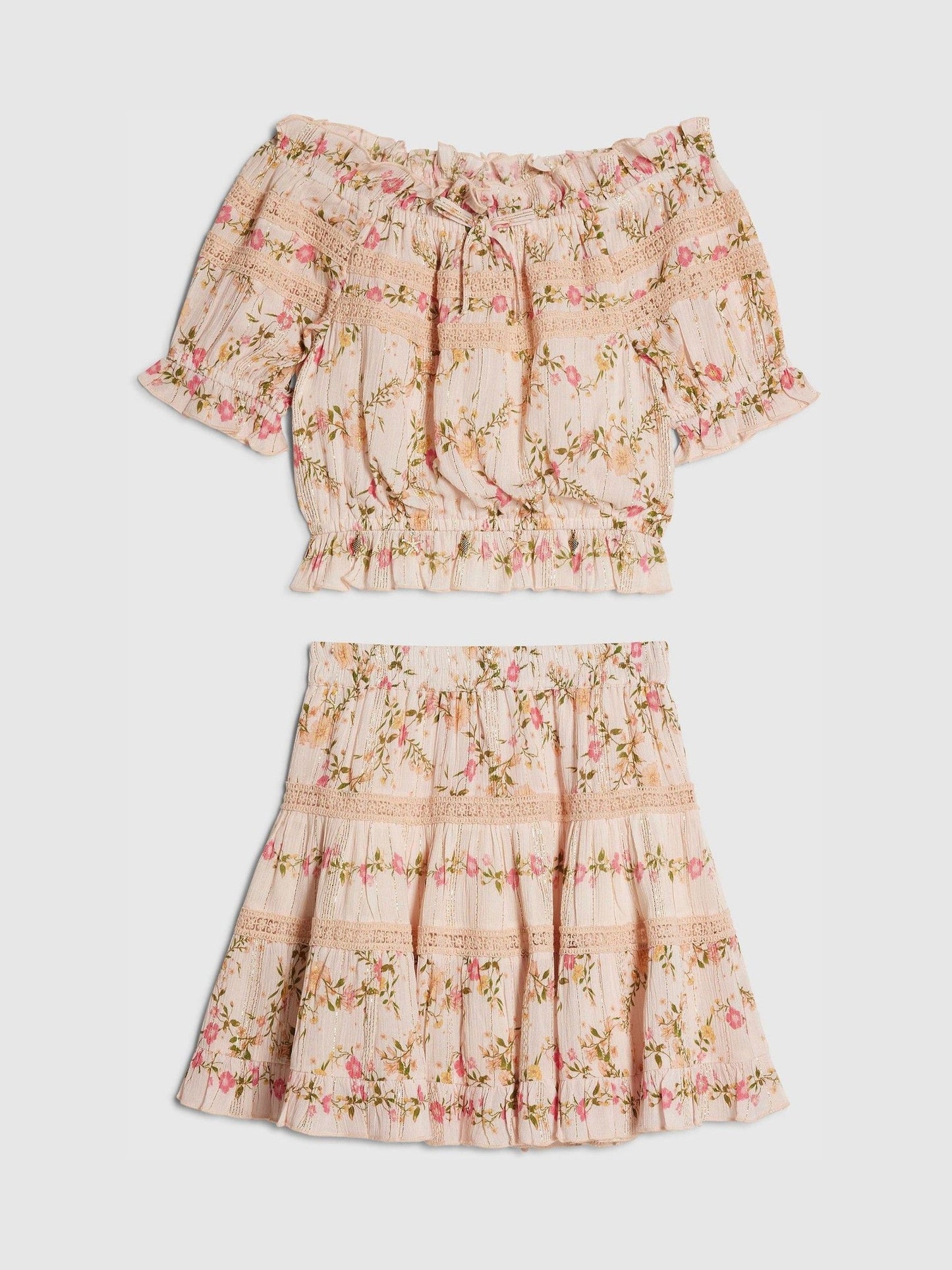 Dsiney Kidz - River Island Pink Ditsy Brunch Top & Rara Skirt Set image 1