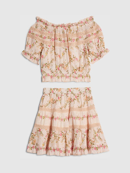 Dsiney Kidz - River Island Pink Ditsy Brunch Top & Rara Skirt Set image 2