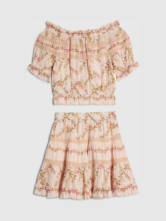 Dsiney Kidz - River Island Pink Ditsy Brunch Top & Rara Skirt Set image 2