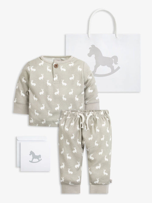Dsiney Kidz - The Little Tailor Grey 2 Piece Jersey Bunny Print 100% Cotton Gift Set image 1