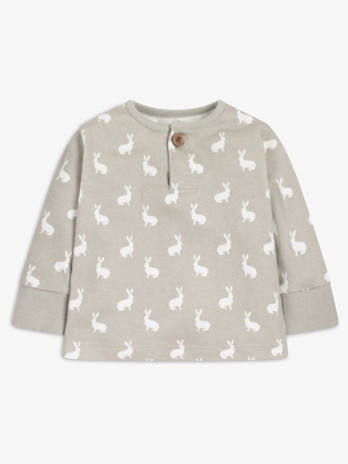 The Little Tailor Grey 2 Piece Jersey Bunny Print 100% Cotton Gift Set image 3