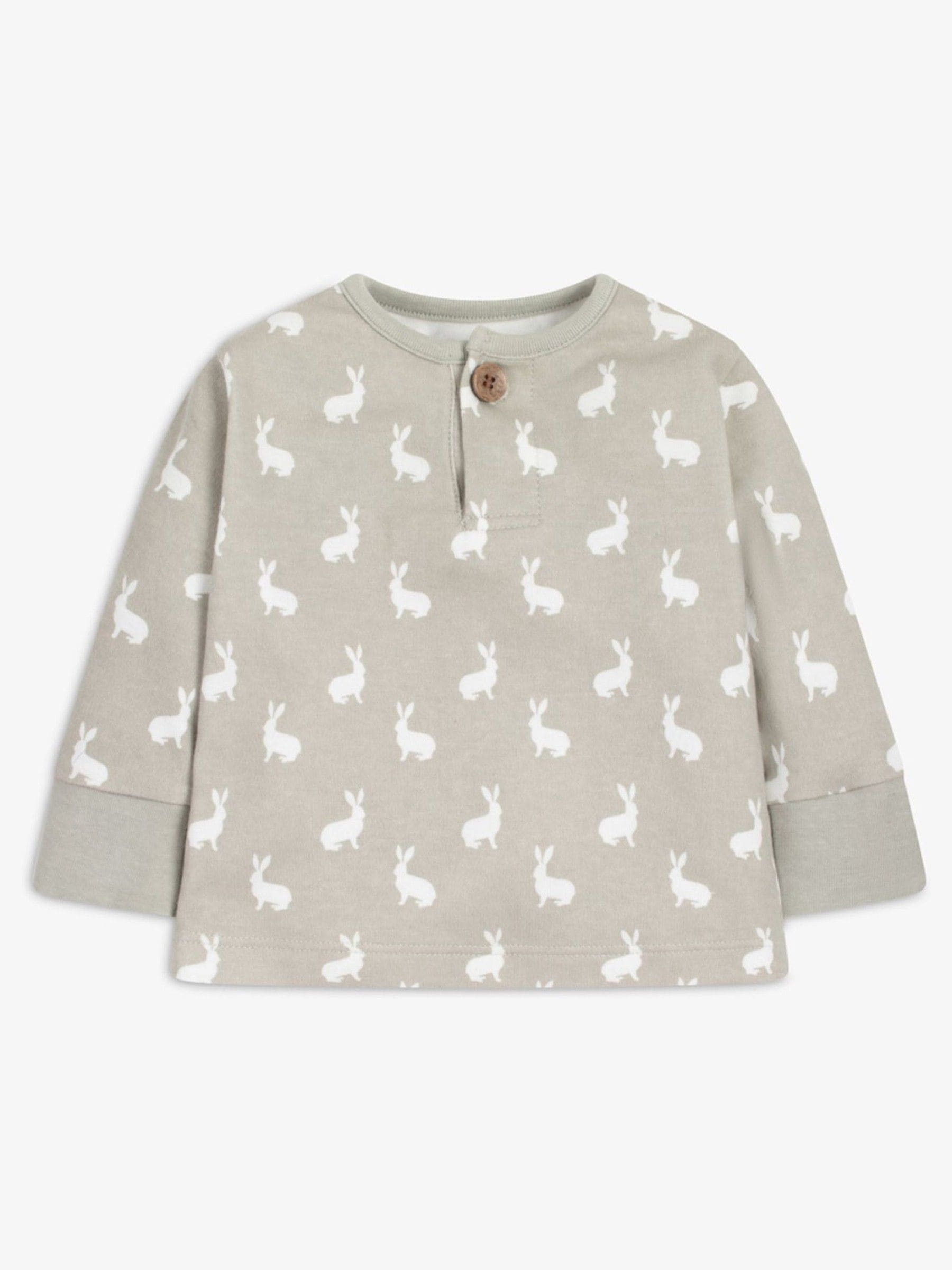 The Little Tailor Grey 2 Piece Jersey Bunny Print 100% Cotton Gift Set image 3