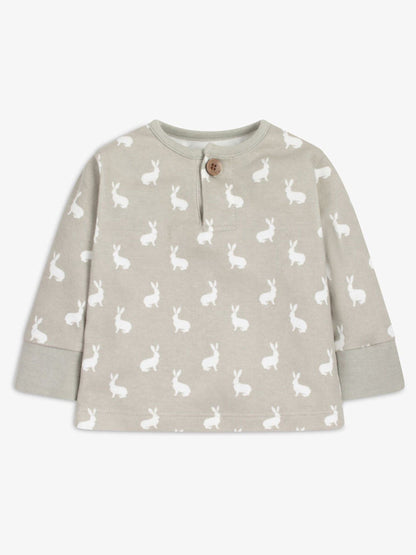 The Little Tailor Grey 2 Piece Jersey Bunny Print 100% Cotton Gift Set image 3
