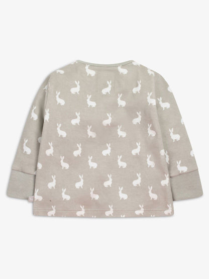 The Little Tailor Grey 2 Piece Jersey Bunny Print 100% Cotton Gift Set image 4