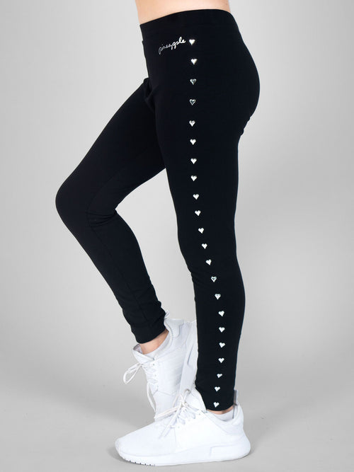 Pineapple Black Heart Stud Leggings image 1