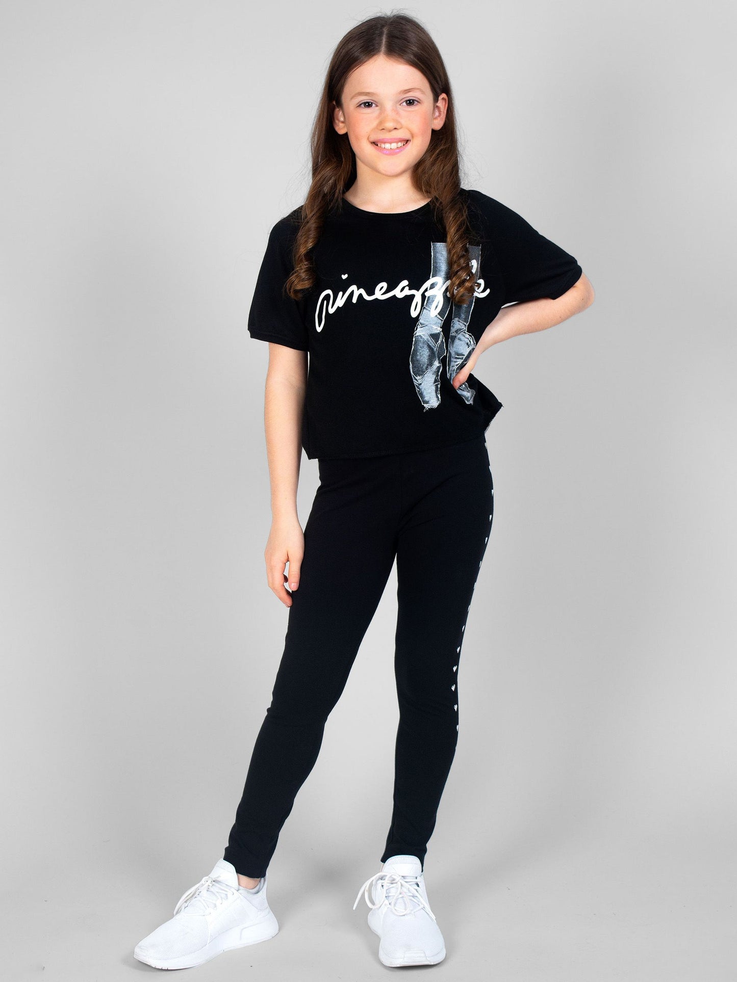 Pineapple Black Heart Stud Leggings image 2