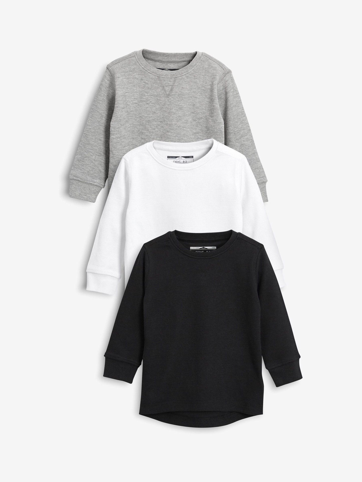 Dsiney Kidz - Black/White Long Sleeve Textured T-Shirts 3 Pack (3mths-7yrs) image 1