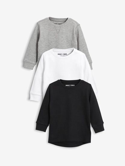 Dsiney Kidz - Black/White Long Sleeve Textured T-Shirts 3 Pack (3mths-7yrs) image 1