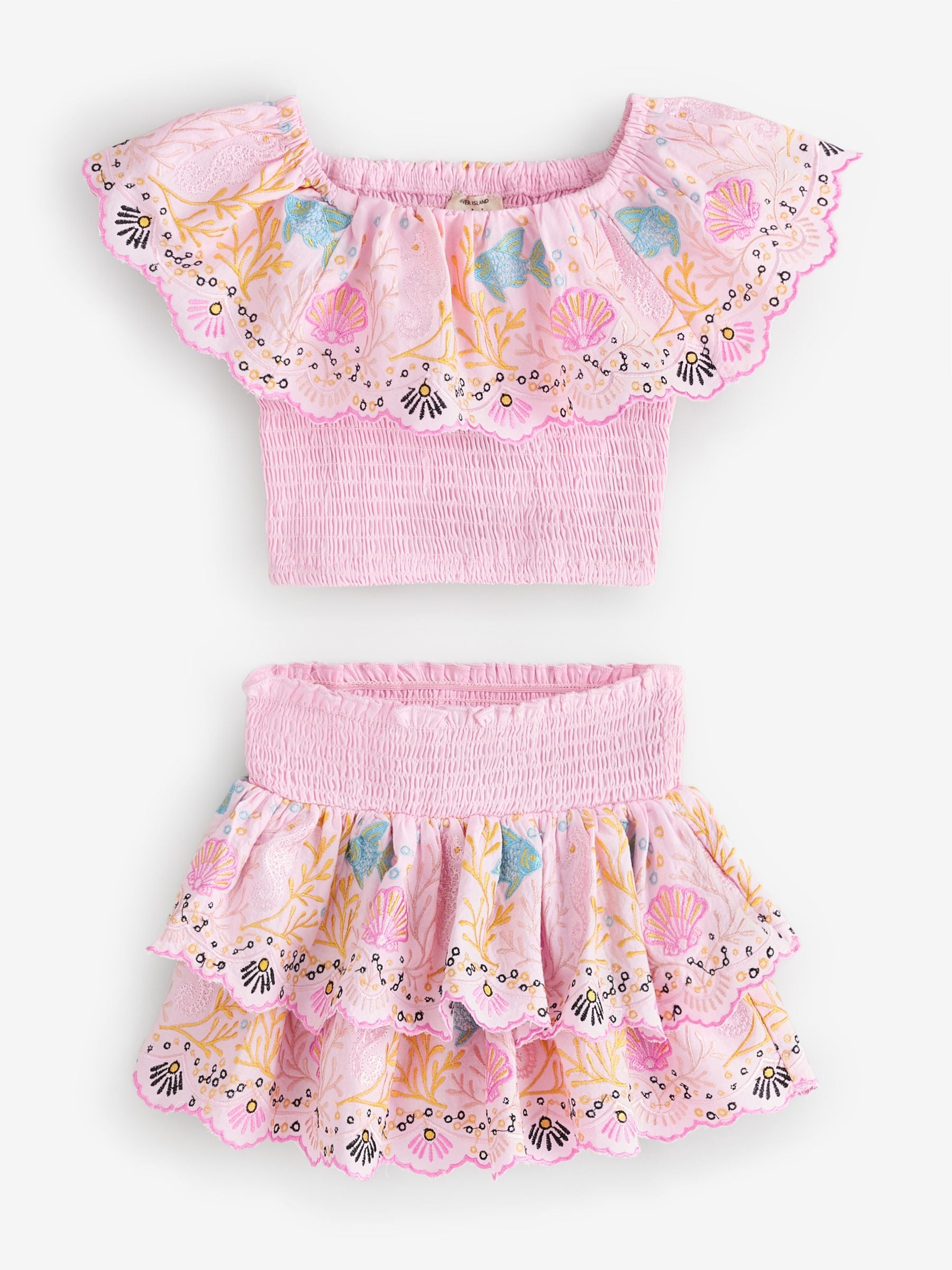 River Island Pink Seahorse Sequin Top & Rara Skirt Set image 1