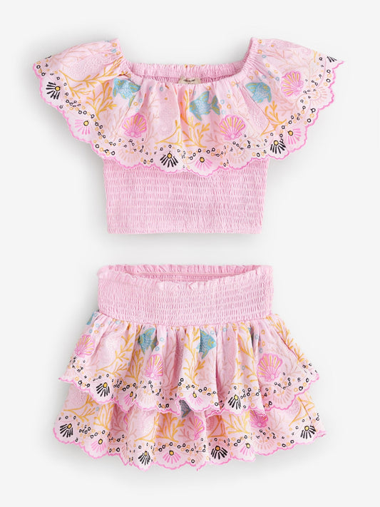 River Island Pink Seahorse Sequin Top & Rara Skirt Set image 1