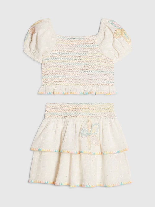 Dsiney Kidz - River Island White Rainbow Whipstitch Top & Rara Skirt Set image 1
