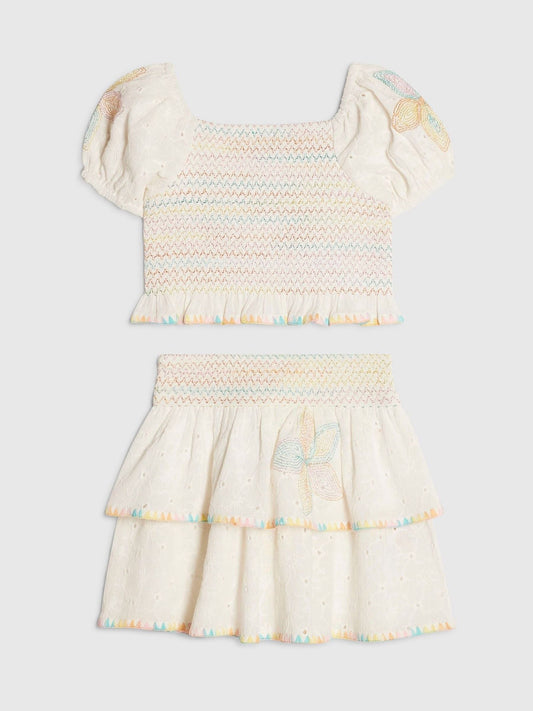 Dsiney Kidz - River Island White Rainbow Whipstitch Top & Rara Skirt Set image 1