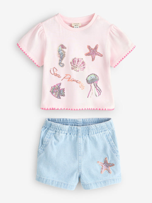 Dsiney Kidz - River Island Blue Sealife T-Shirt & Shorts Set image 1