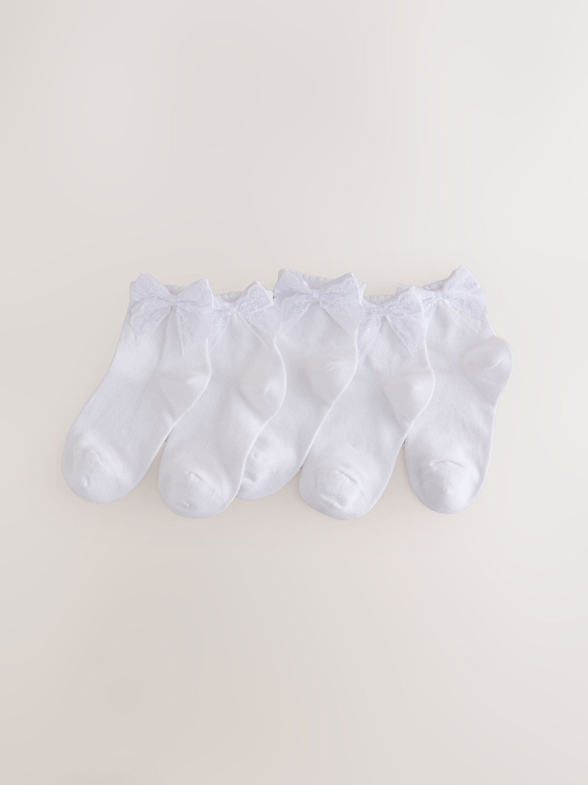 White Cotton Rich Lace Bow Mid Ankle Socks 5 Pack - image 1