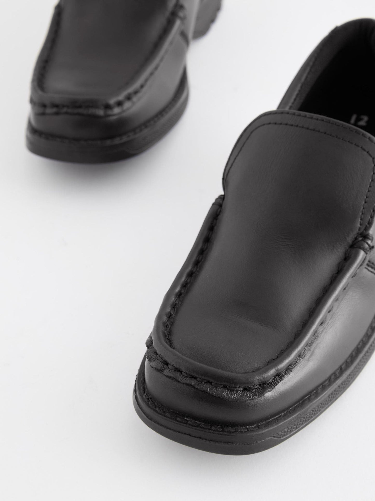 Black Standard Fit (F) School Leather Loafer Shoes image 3