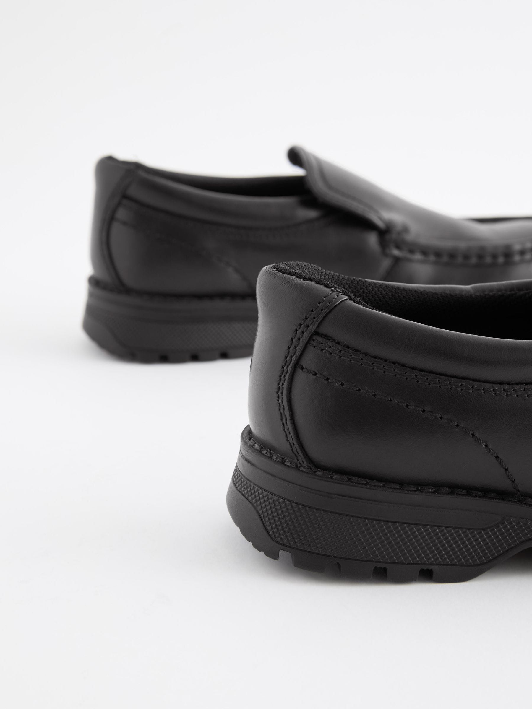 Black Standard Fit (F) School Leather Loafer Shoes image 4