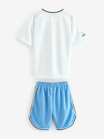 Dsiney Kidz - White/Blue NYC Mesh T-Shirt and Shorts Set (3-16yrs) image 2