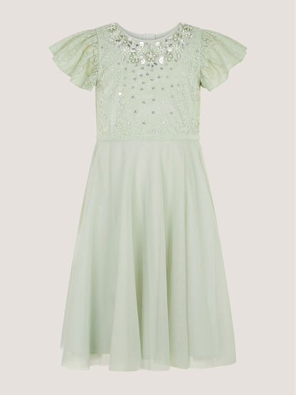 Dsiney Kidz - Monsoon Green Keisa Embellished Lace Party Dress image 2