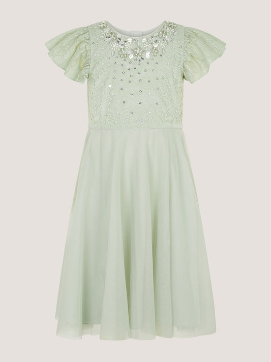 Dsiney Kidz - Monsoon Green Keisa Embellished Lace Party Dress image 2