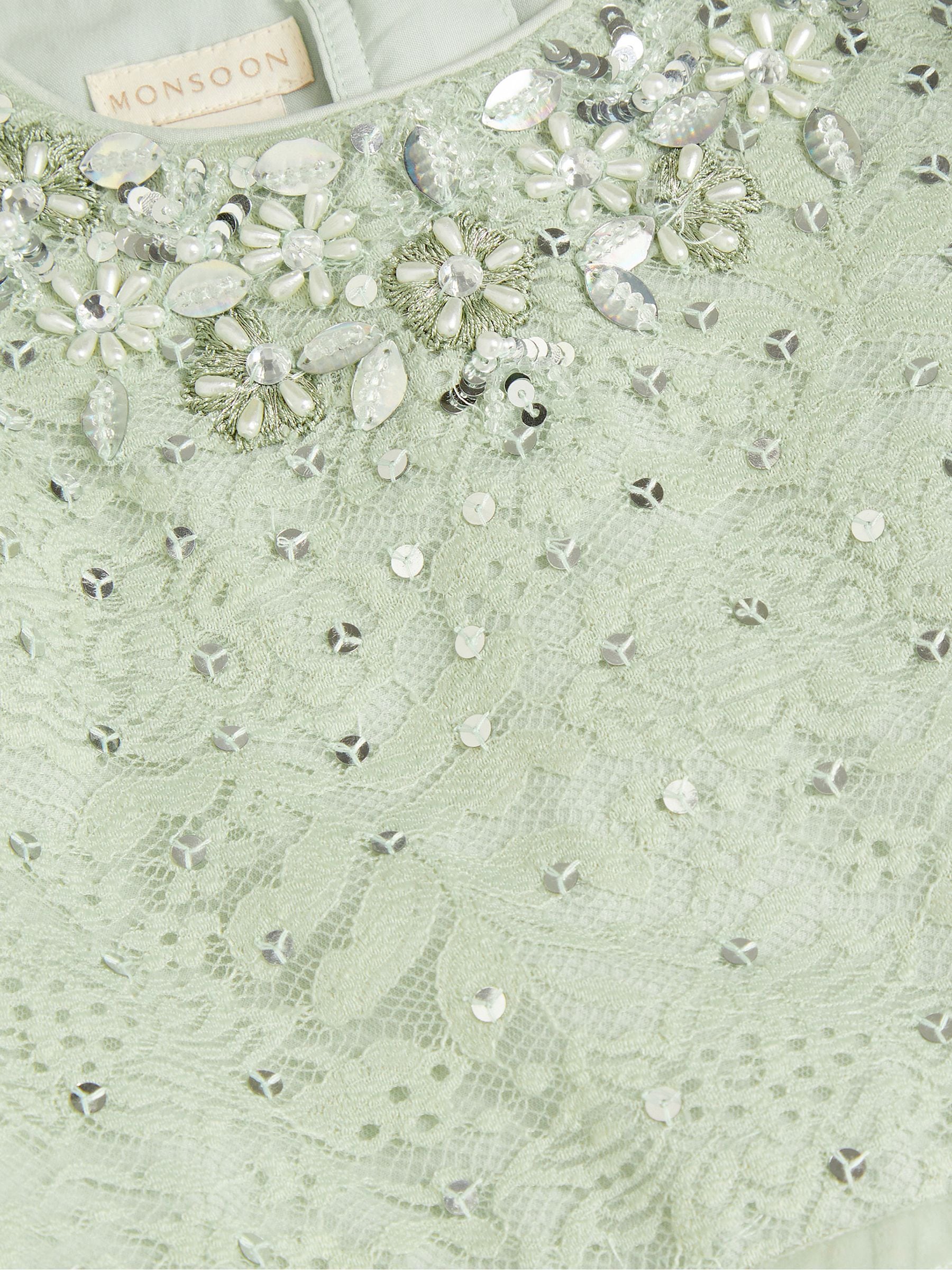 Dsiney Kidz - Monsoon Green Keisa Embellished Lace Party Dress image 4