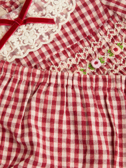 Monsoon Red Baby Embroidered Gingham Dress & Knickers Set - image 4