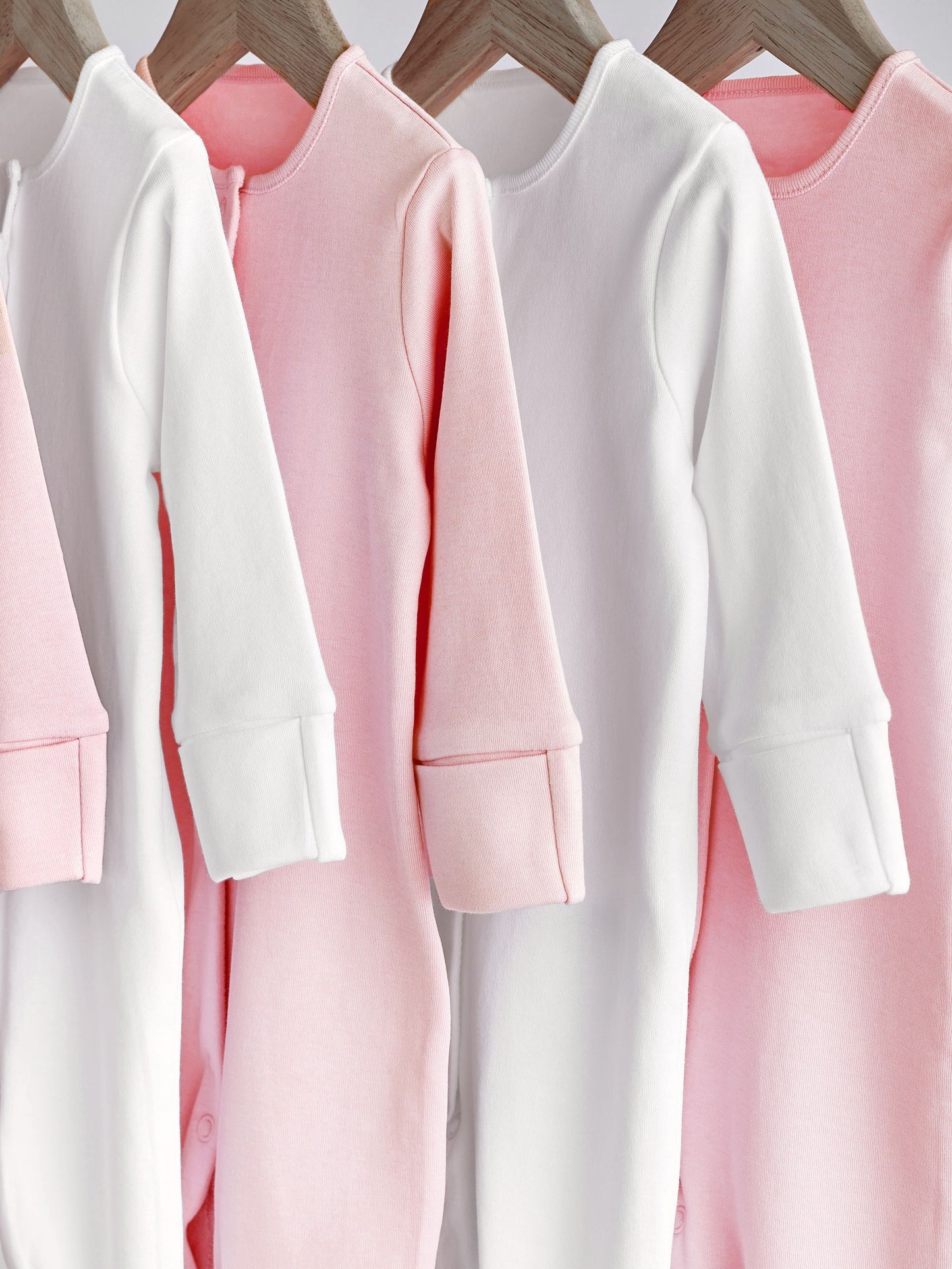 Pink/White 5 Pack Baby Sleepsuits (0-2yrs) image 4