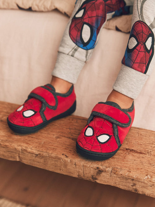 Red Spiderman Marvel Touch Fastening Cupsole Print Slippers image 1