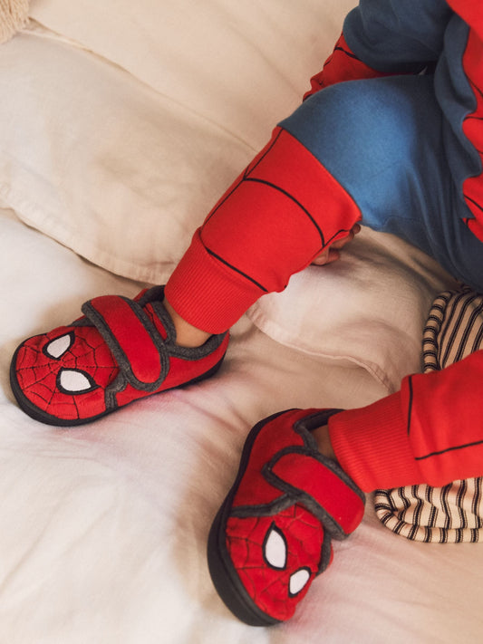 Red Spiderman Marvel Touch Fastening Cupsole Print Slippers image 2