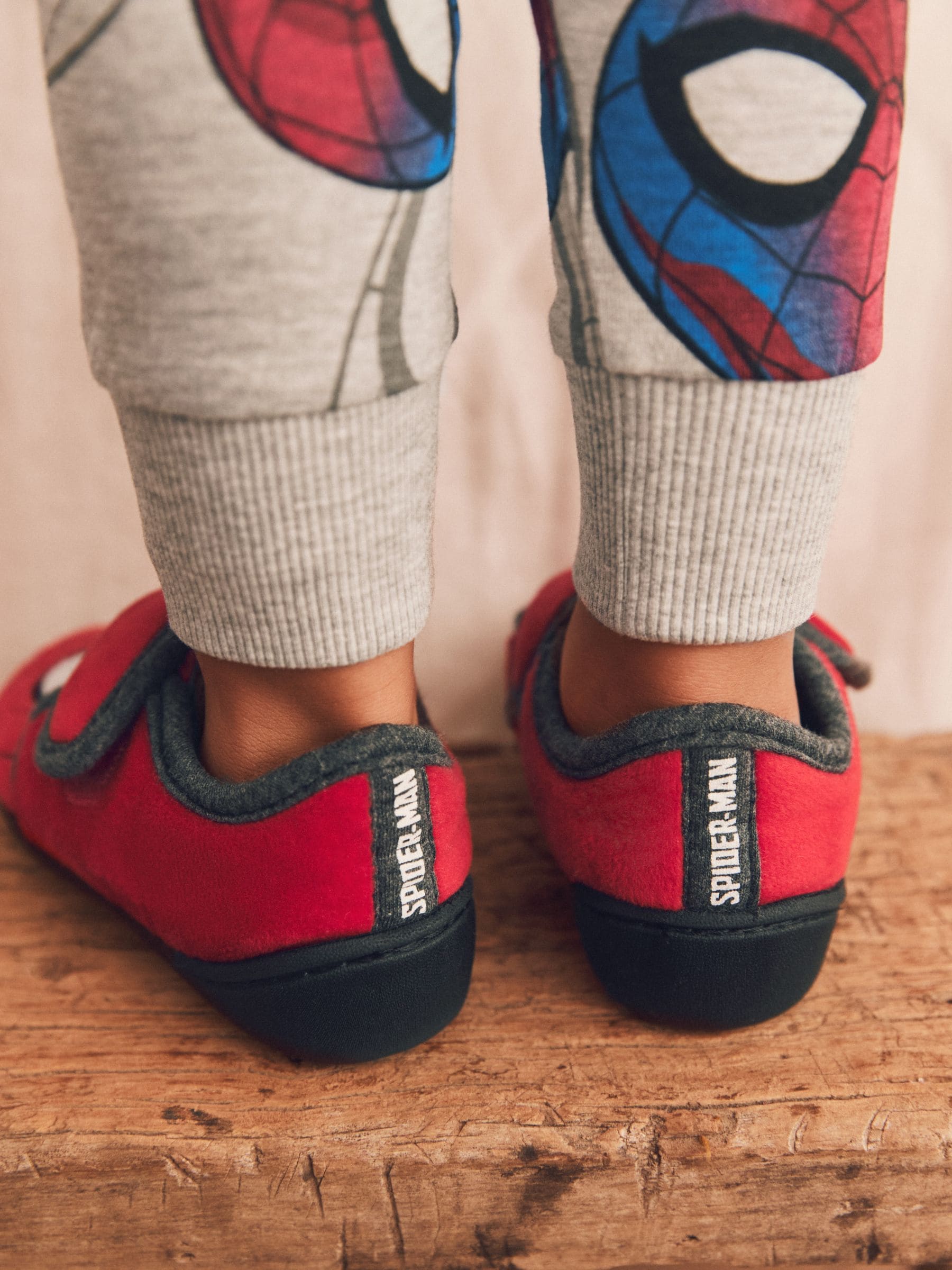 Red Spiderman Marvel Touch Fastening Cupsole Print Slippers image 6