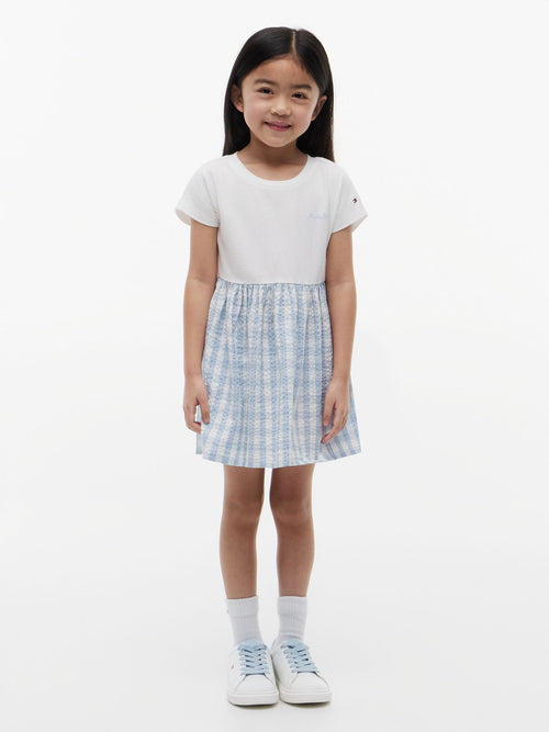Dsiney Kidz - Tommy Hilfiger Blue Logo Embroidery Check Seersucker Dress image 1