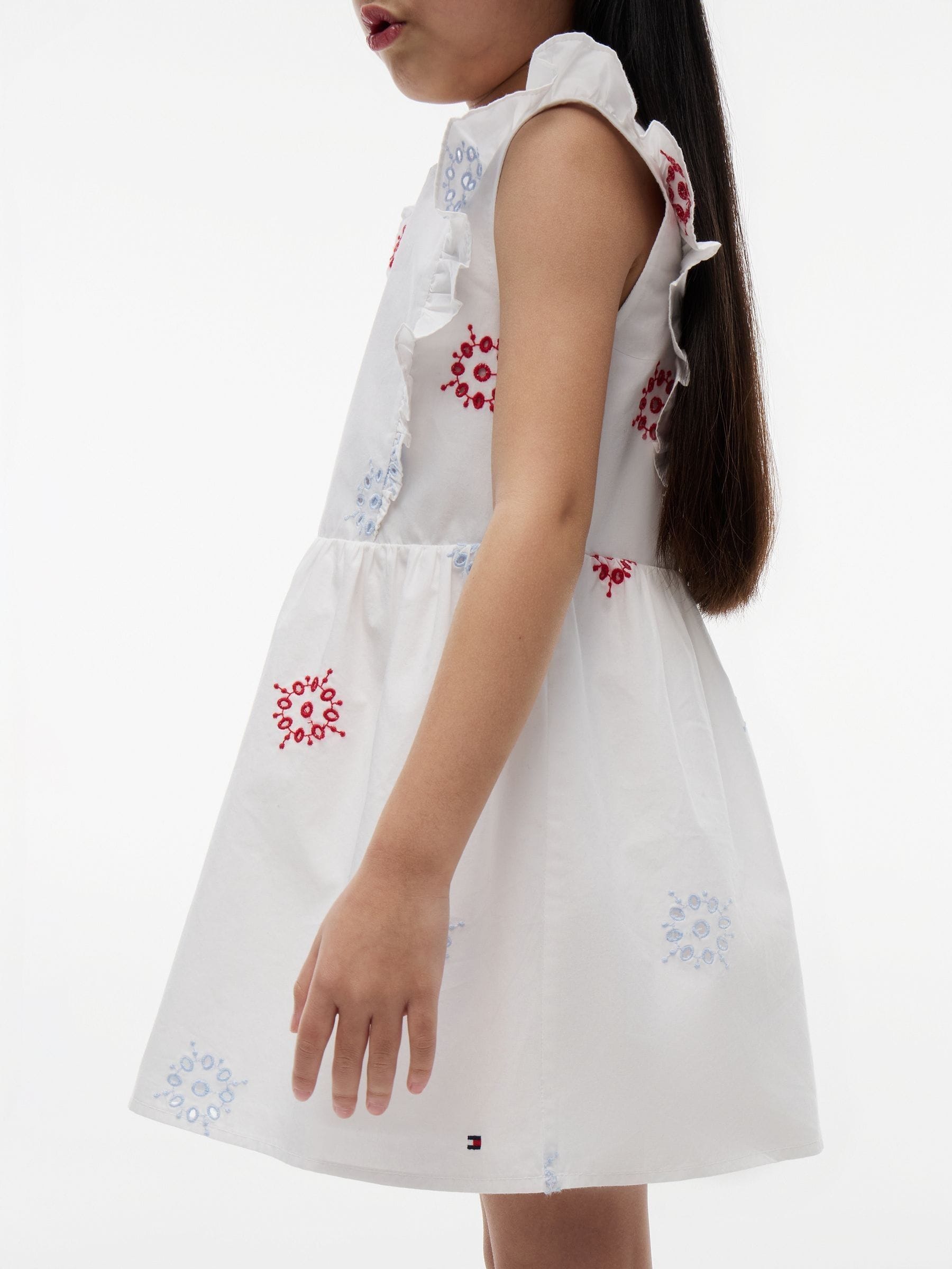 Dsiney Kidz - Tommy Hilfiger White Broderie Anglaise Frill Sleeveless Dress image 3