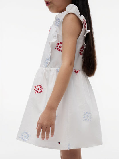 Dsiney Kidz - Tommy Hilfiger White Broderie Anglaise Frill Sleeveless Dress image 3