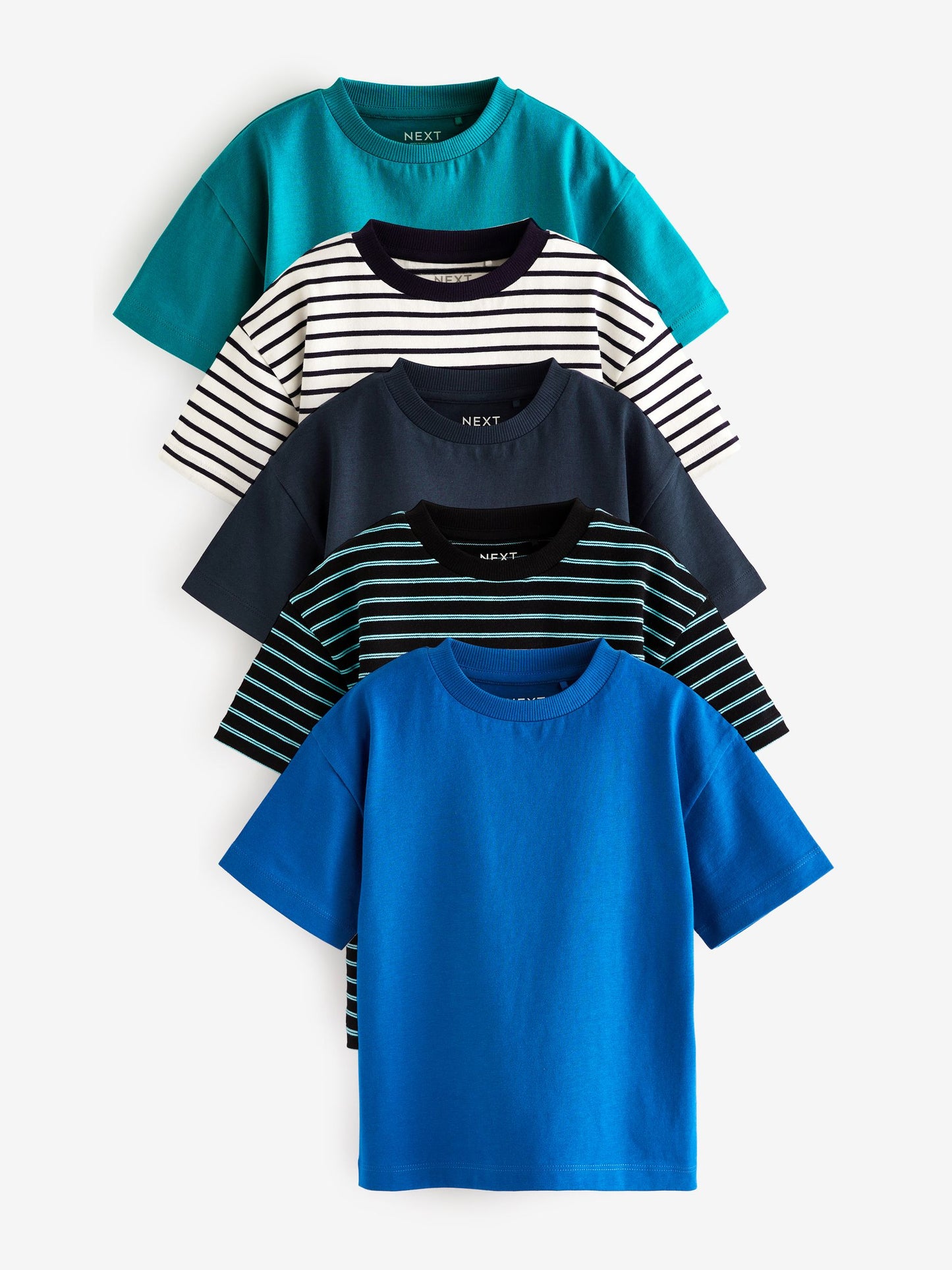 Blue Stripe Relaxed Fit Short Sleeve T-Shirts 5 Pack (3mths-7yrs) image 1