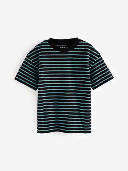 Blue Stripe Relaxed Fit Short Sleeve T-Shirts 5 Pack (3mths-7yrs) image 3