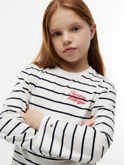 Tommy Hilfiger White Rope Logo Relaxed Long Sleeve T-Shirt image 4