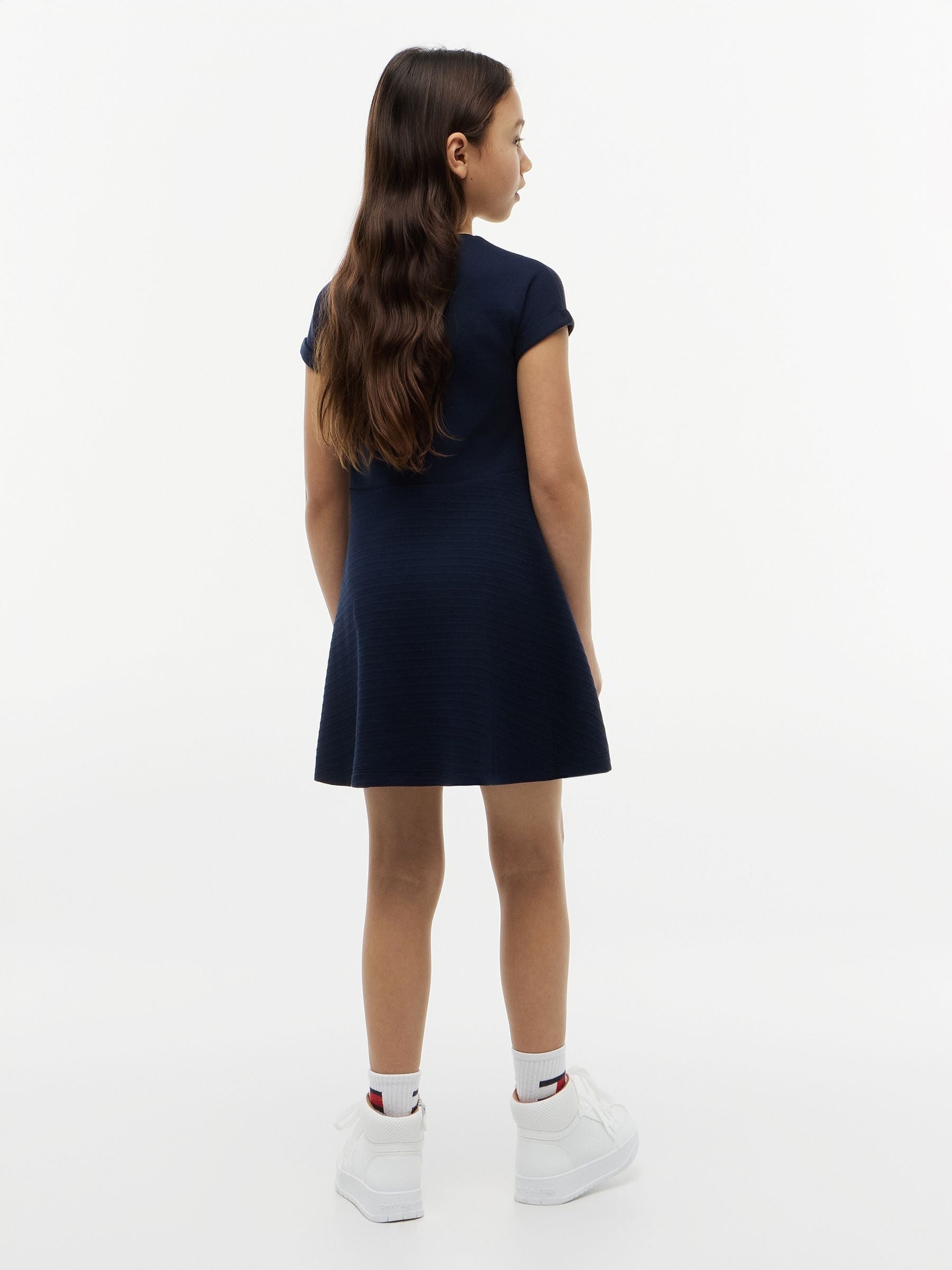 Tommy Hilfiger Navy Blue Tonal Flag Logo Skater Dress image 2