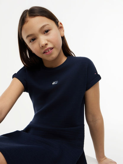 Tommy Hilfiger Navy Blue Tonal Flag Logo Skater Dress image 3