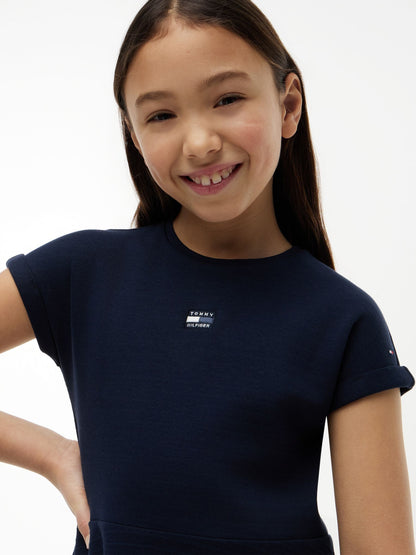 Tommy Hilfiger Navy Blue Tonal Flag Logo Skater Dress image 4