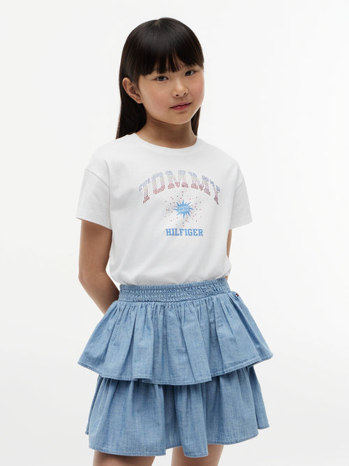 Tommy Hilfiger White Rhinestone Logo Relaxed T-Shirt image 1