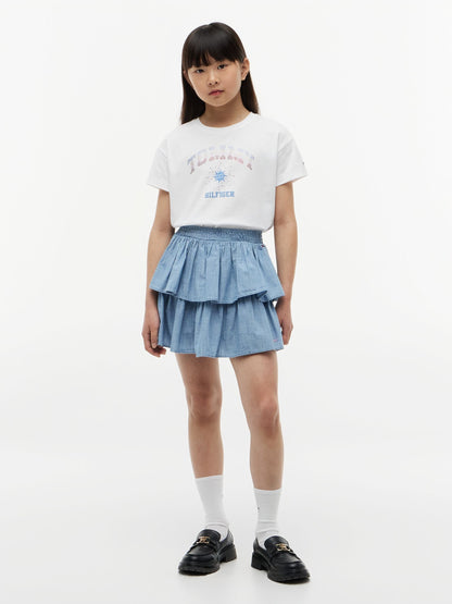 Tommy Hilfiger White Rhinestone Logo Relaxed T-Shirt image 3
