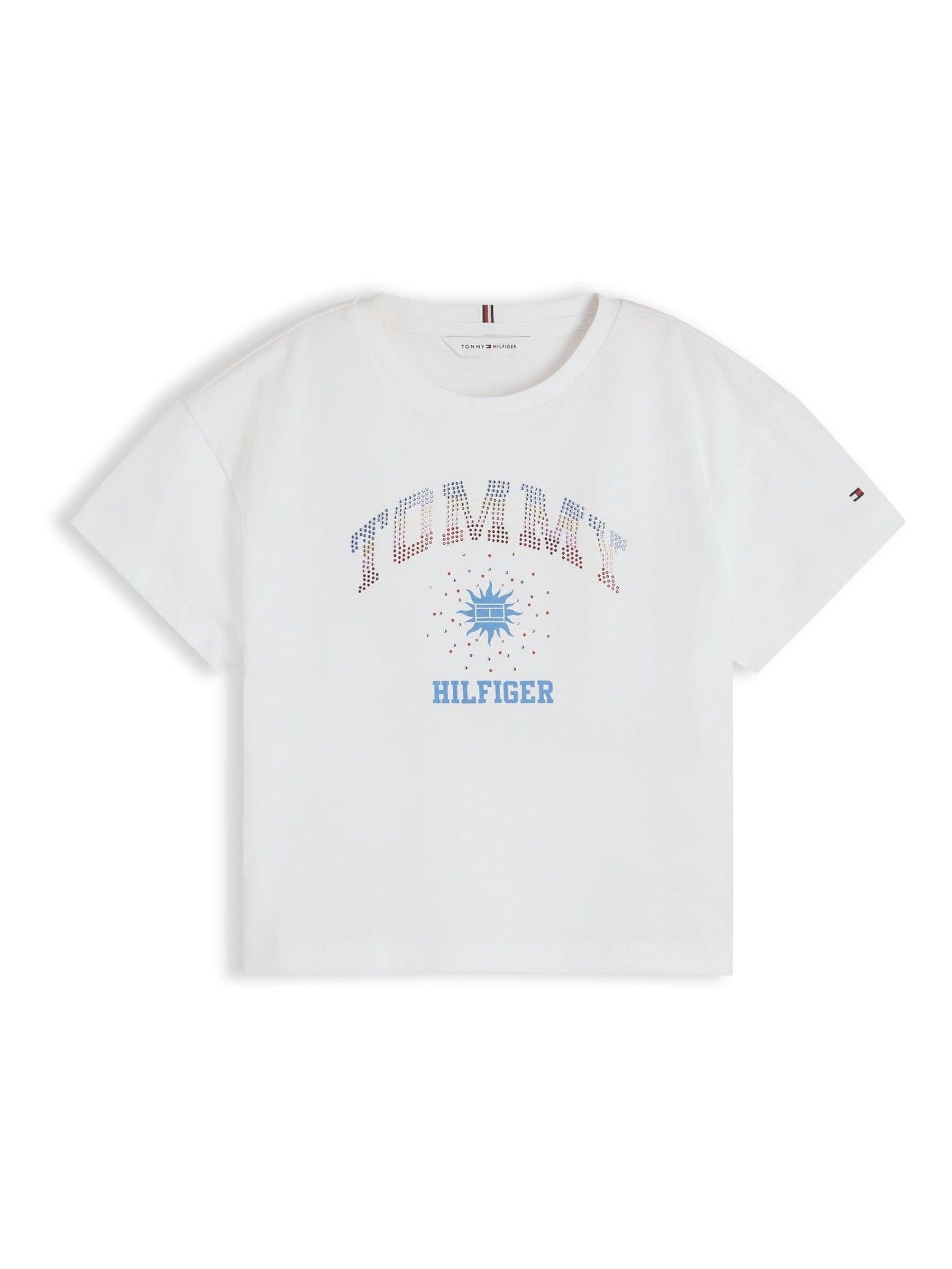 Tommy Hilfiger White Rhinestone Logo Relaxed T-Shirt image 5
