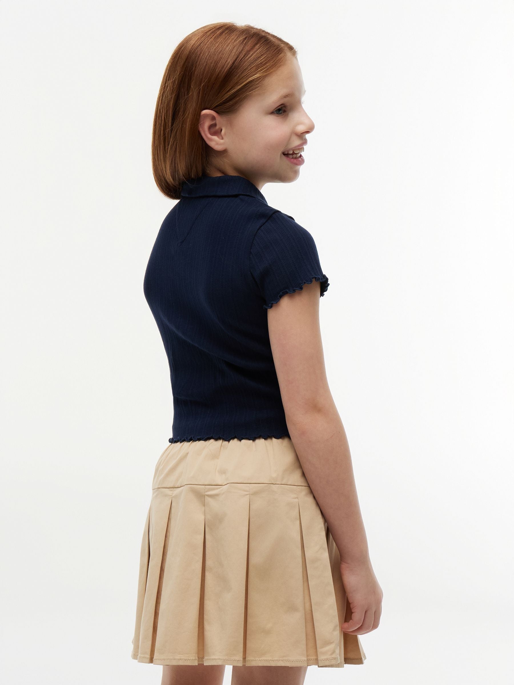 Dsiney Kidz - Tommy Hilfiger Blue Ribbed Pointelle Polo Collar Top image 2