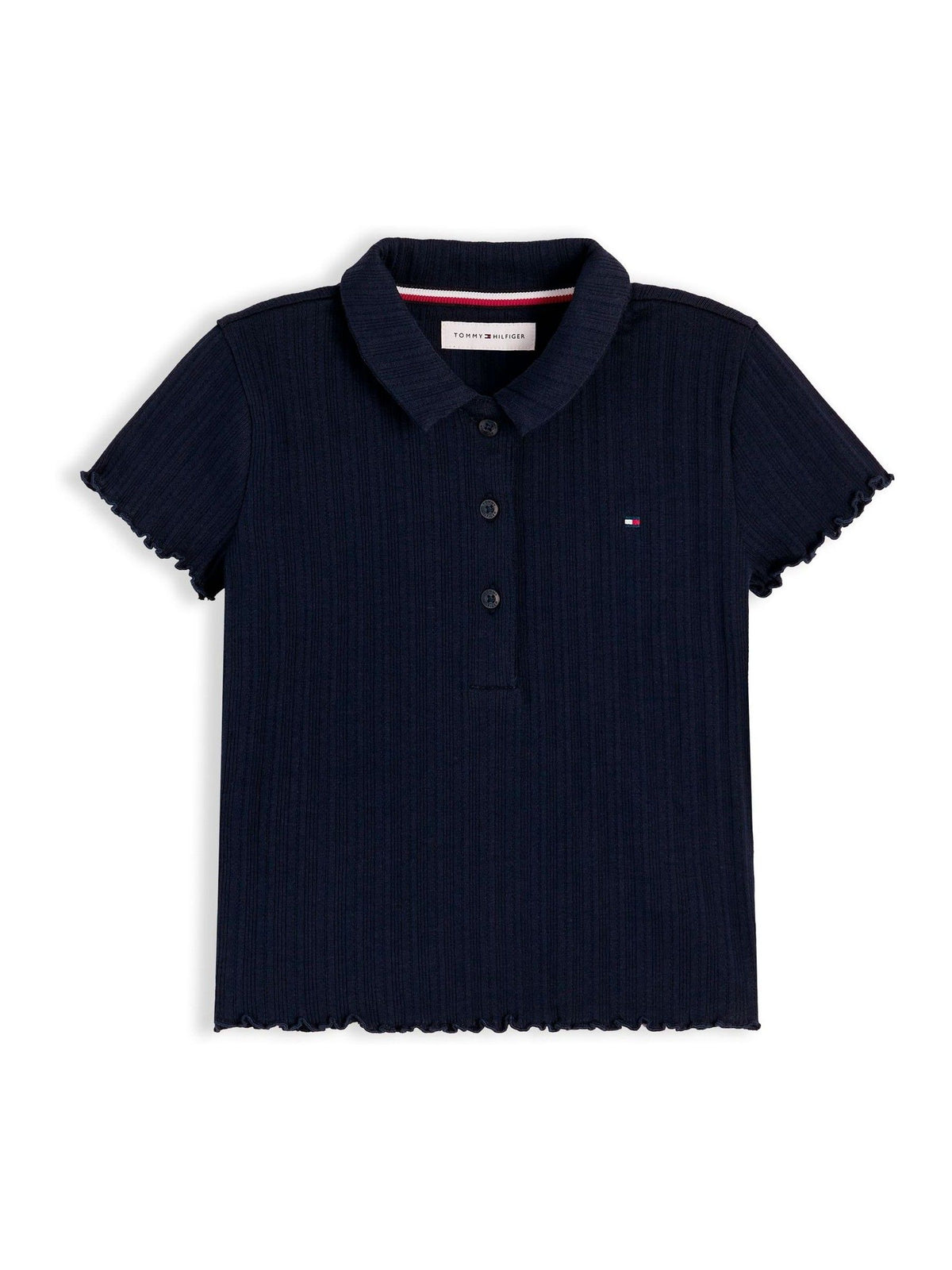Dsiney Kidz - Tommy Hilfiger Blue Ribbed Pointelle Polo Collar Top image 4