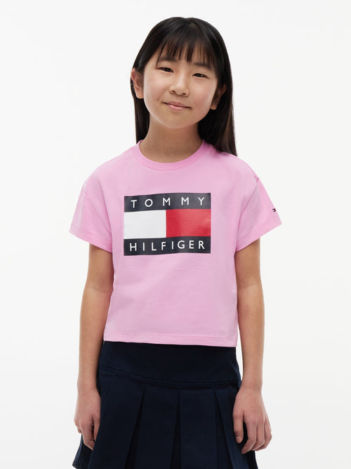 Dsiney Kidz - Tommy Hilfiger Pink Heritage Flag Logo Relaxed T-Shirt image 1