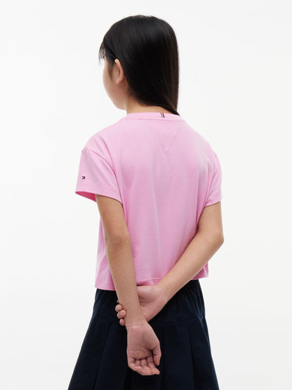 Dsiney Kidz - Tommy Hilfiger Pink Heritage Flag Logo Relaxed T-Shirt image 3