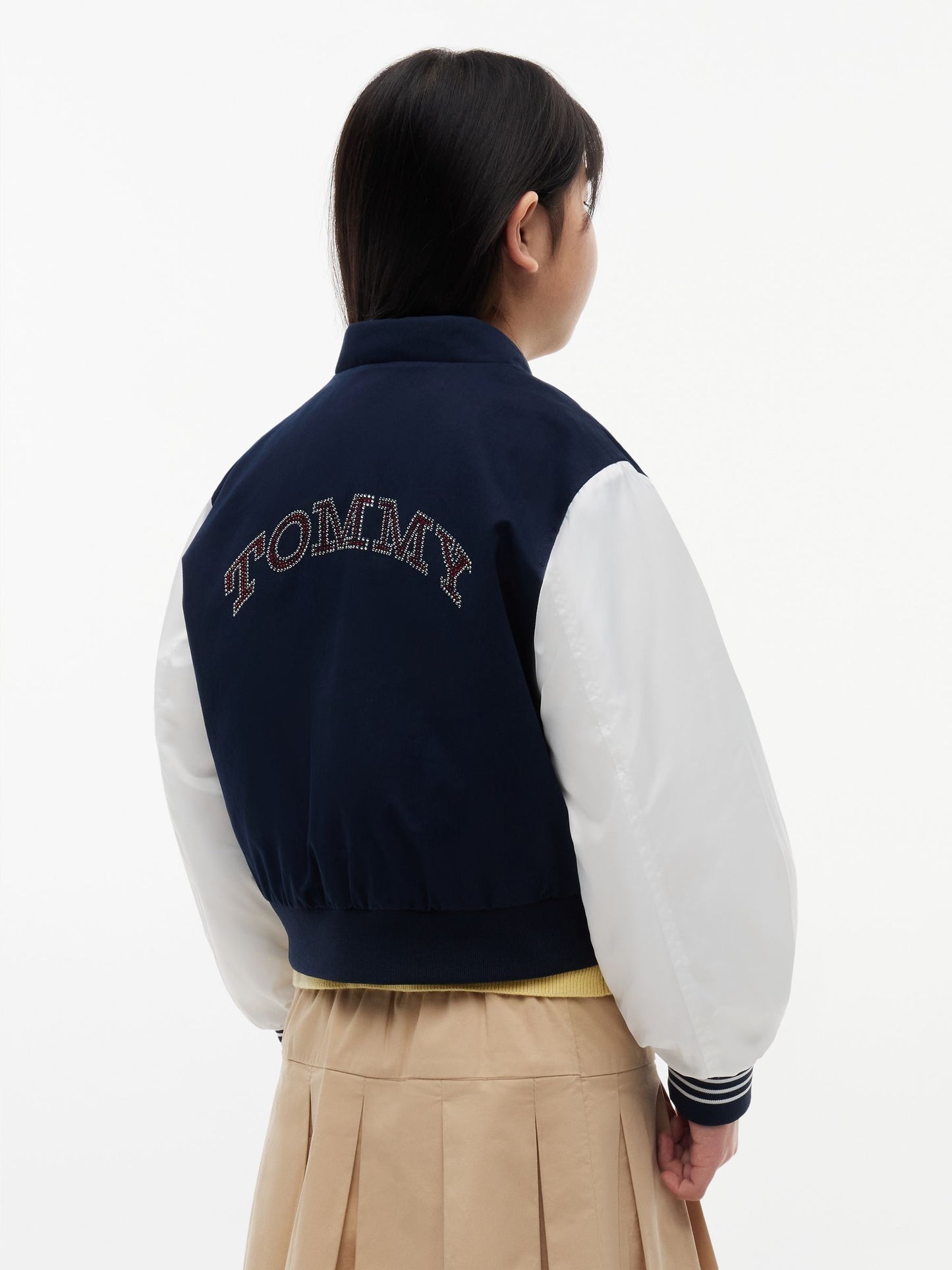 Dsiney Kidz - Tommy Hilfiger Blue Rhinestone Flag Relaxed Bomber Jacket image 4